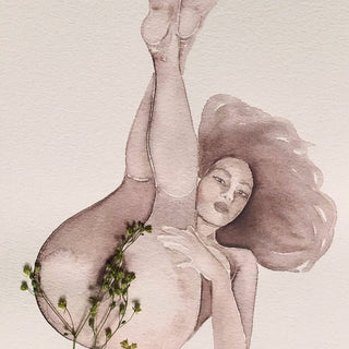 watercolor woman laying down with flowers