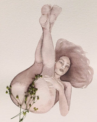 watercolor woman laying down with flowers